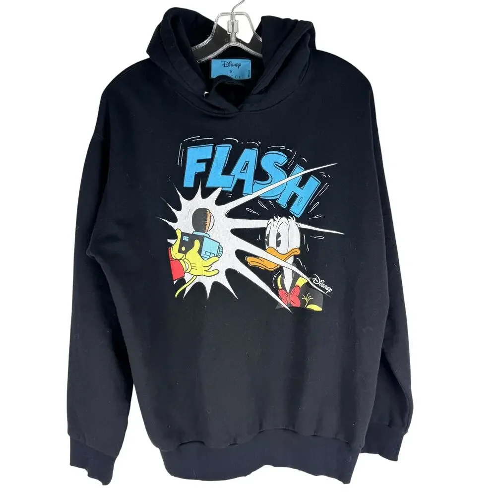 New Gucci x Disney Donald Duck Oversized Hoodie Sweatshirt Black Size S